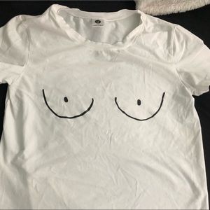 Cheeky white T-shirt with boob detail